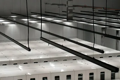 Aisle of server cabinets in a data centre